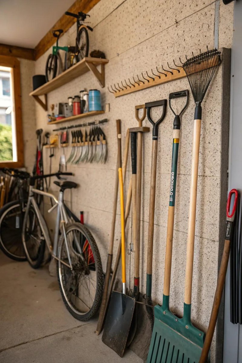 Gartengeräte in Werkstatt