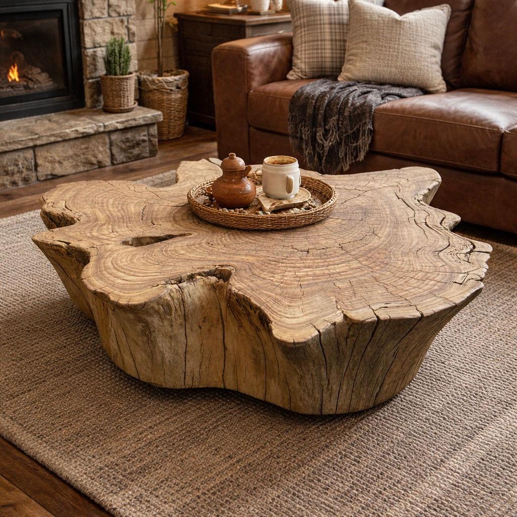 Baumstamm Couchtisch natürliche Holzoptik