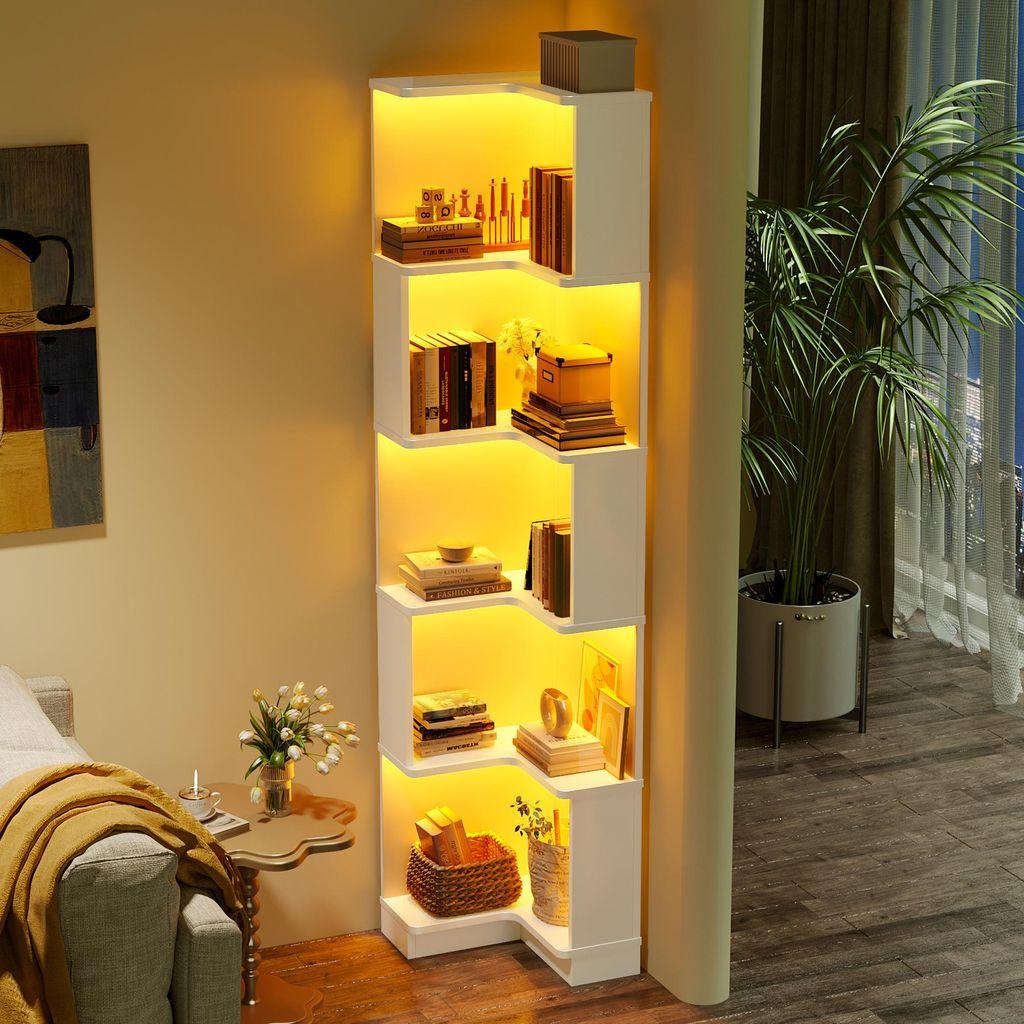 LED beleuchtete Regal Ecke Wohnzimmer