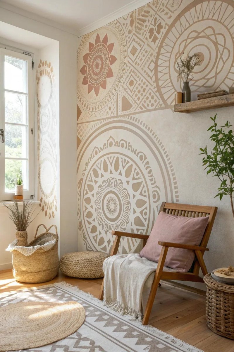 Boho Wand mit Naturfarben