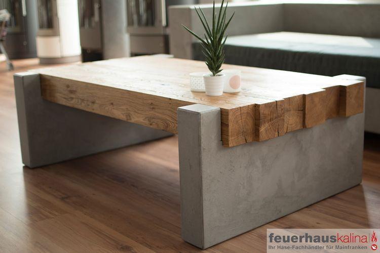 Beton Holz Couchtisch Kombination