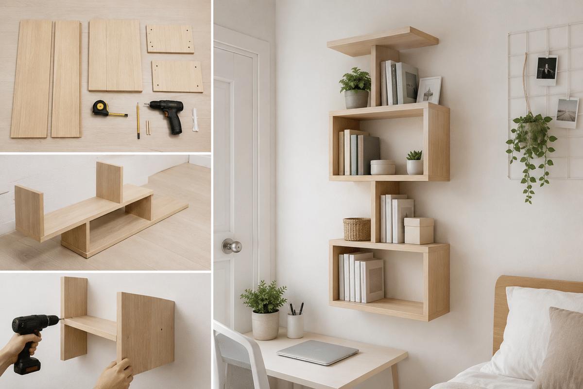 DIY Holzregal an der Wand