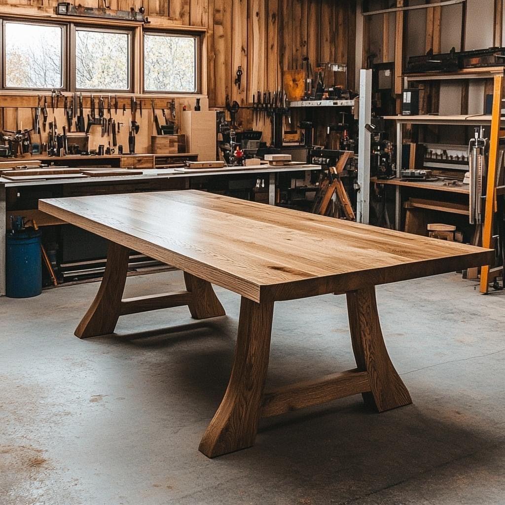 Selbstgebauter Holztisch Werkstatt