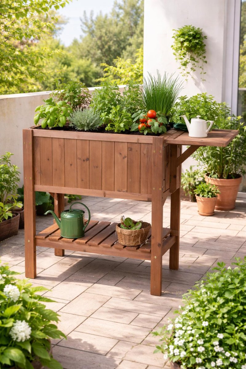 Kleines Hochbeet auf Balkon