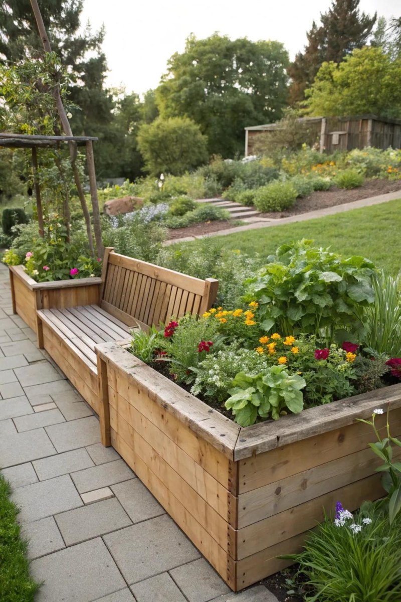 Hochbeet mit Sitzbank Garten