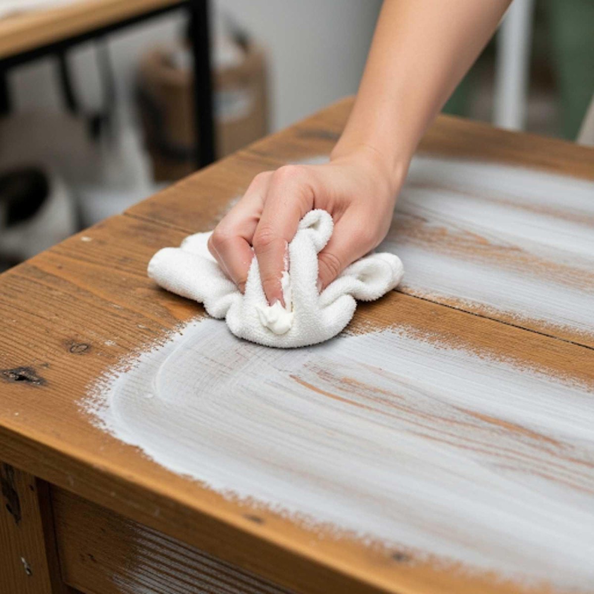Wischtechnik mit Kreidefarbe auf Holz