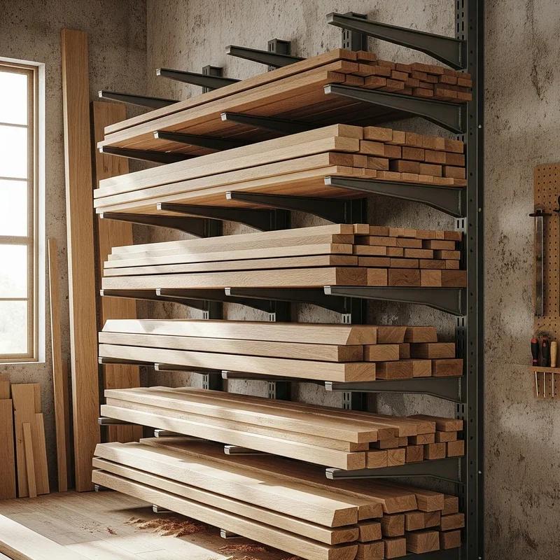 Holzlager mit Brettern Werkstatt