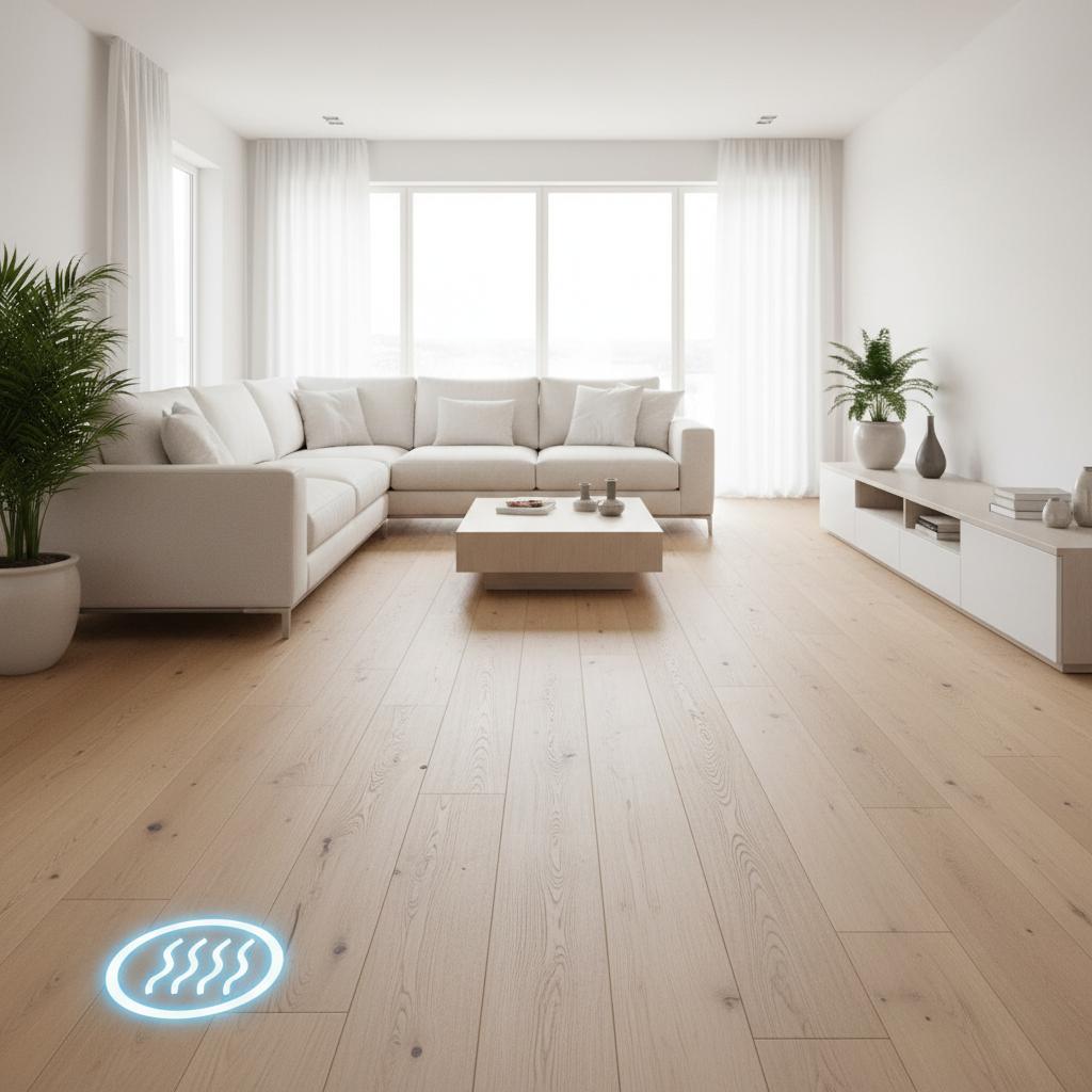 Laminat mit Fußbodenheizung im Wohnzimmer