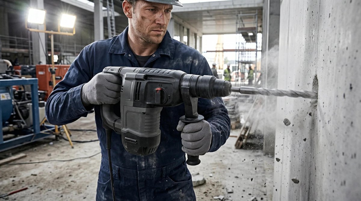 Bohrhammer beim Bohren in Beton