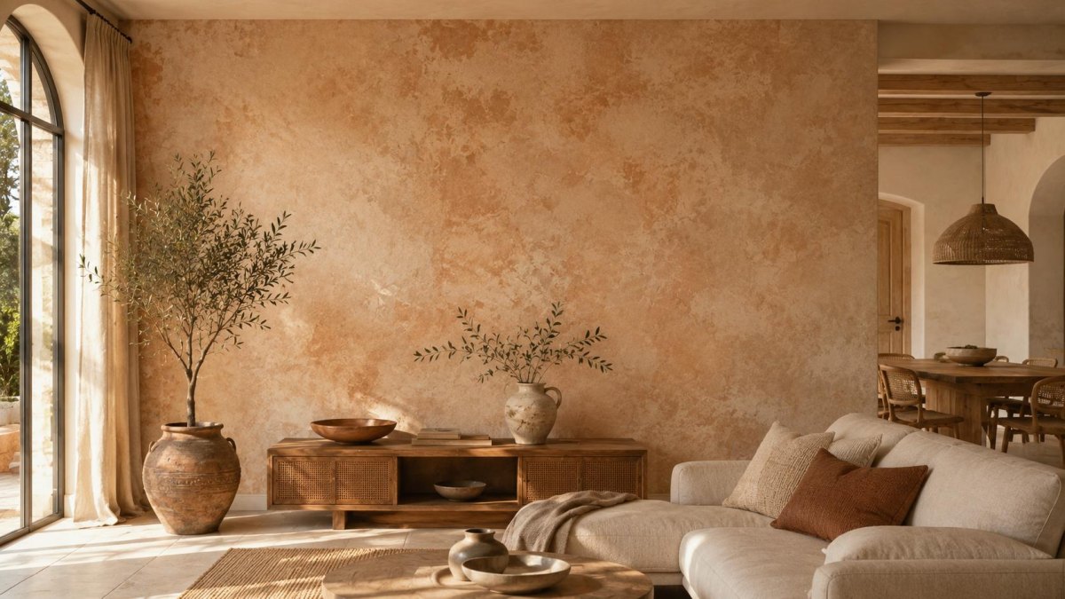 Mediterrane Wand mit warmen Farben