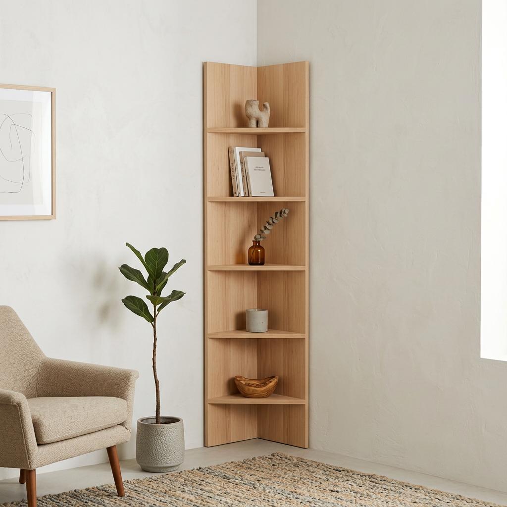 Minimalistische Regal Ecke Wohnzimmer