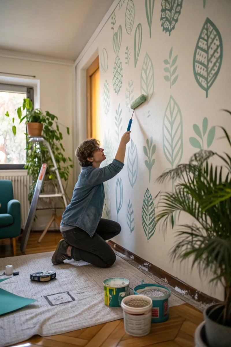 Blätter Muster auf Wand