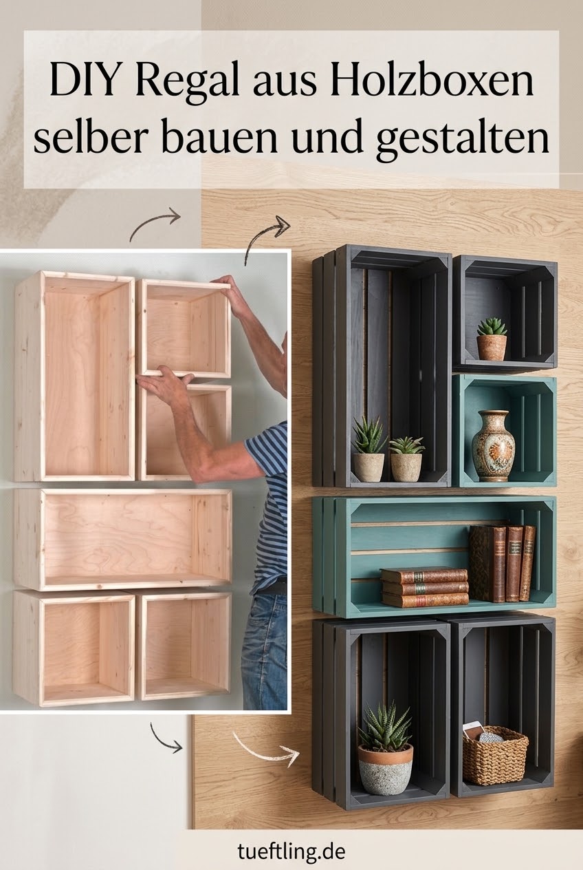 DIY Regal aus Holzboxen selber bauen und gestalten