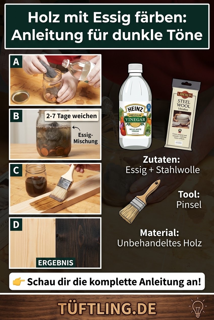 Holz mit Essig färben: Anleitung für dunkle Töne