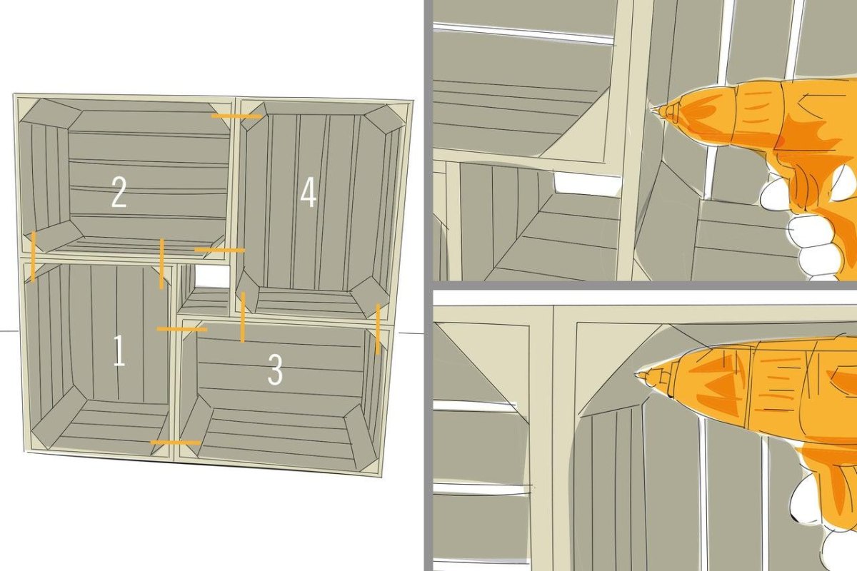 Holzboxen Regal Anordnung planen