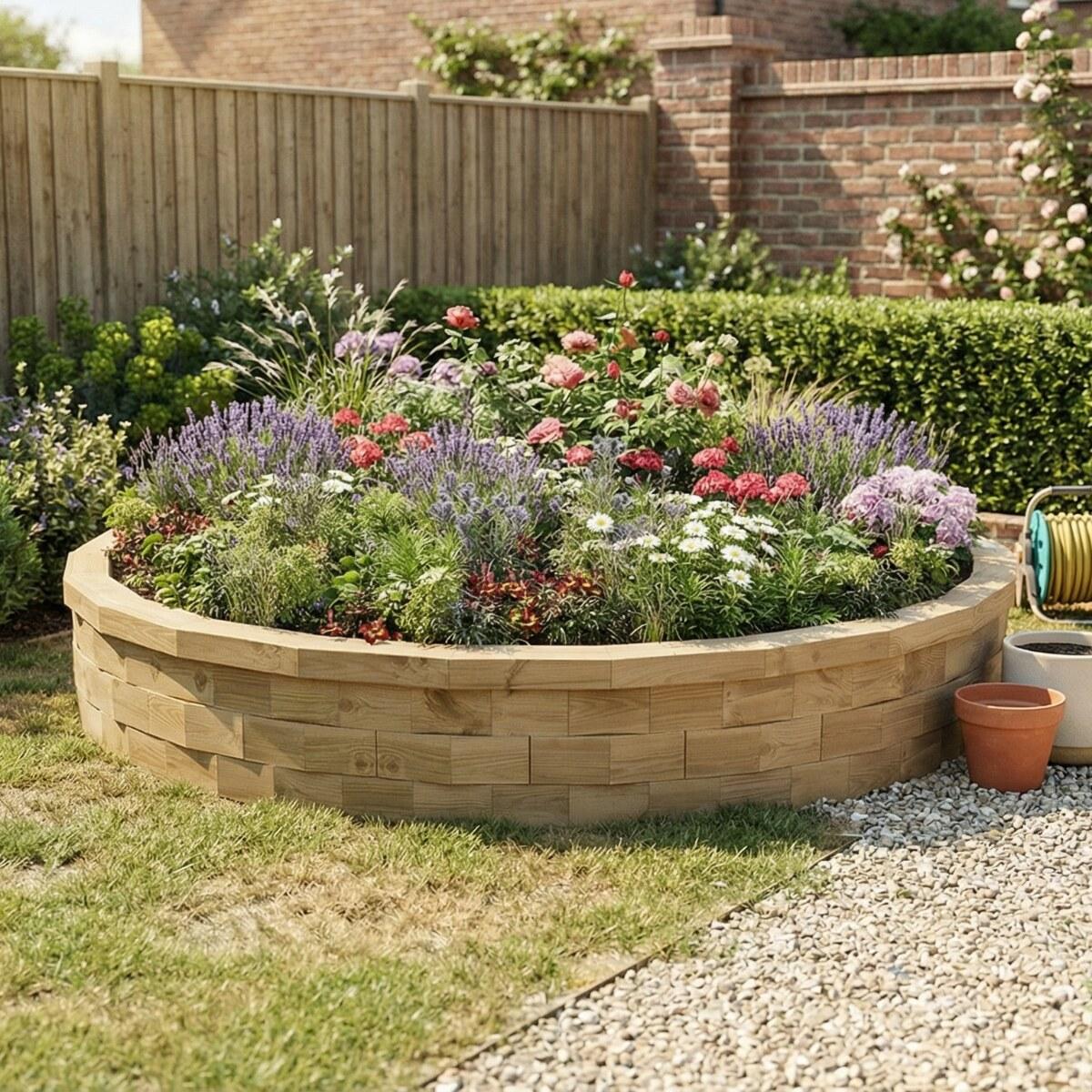 Rundes Hochbeet im Garten