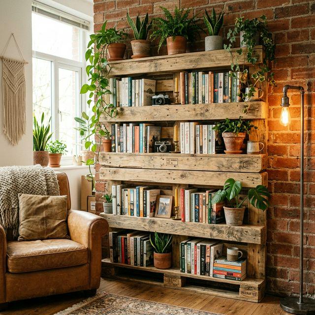 Rustikales Paletten Bücherregal Holz