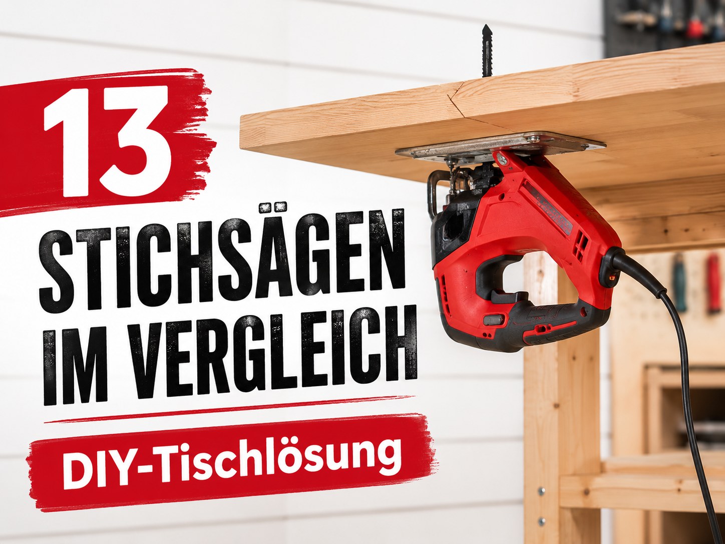 Stichsäge als DIY-Tischlösung von unten an eine Werkbank montiert