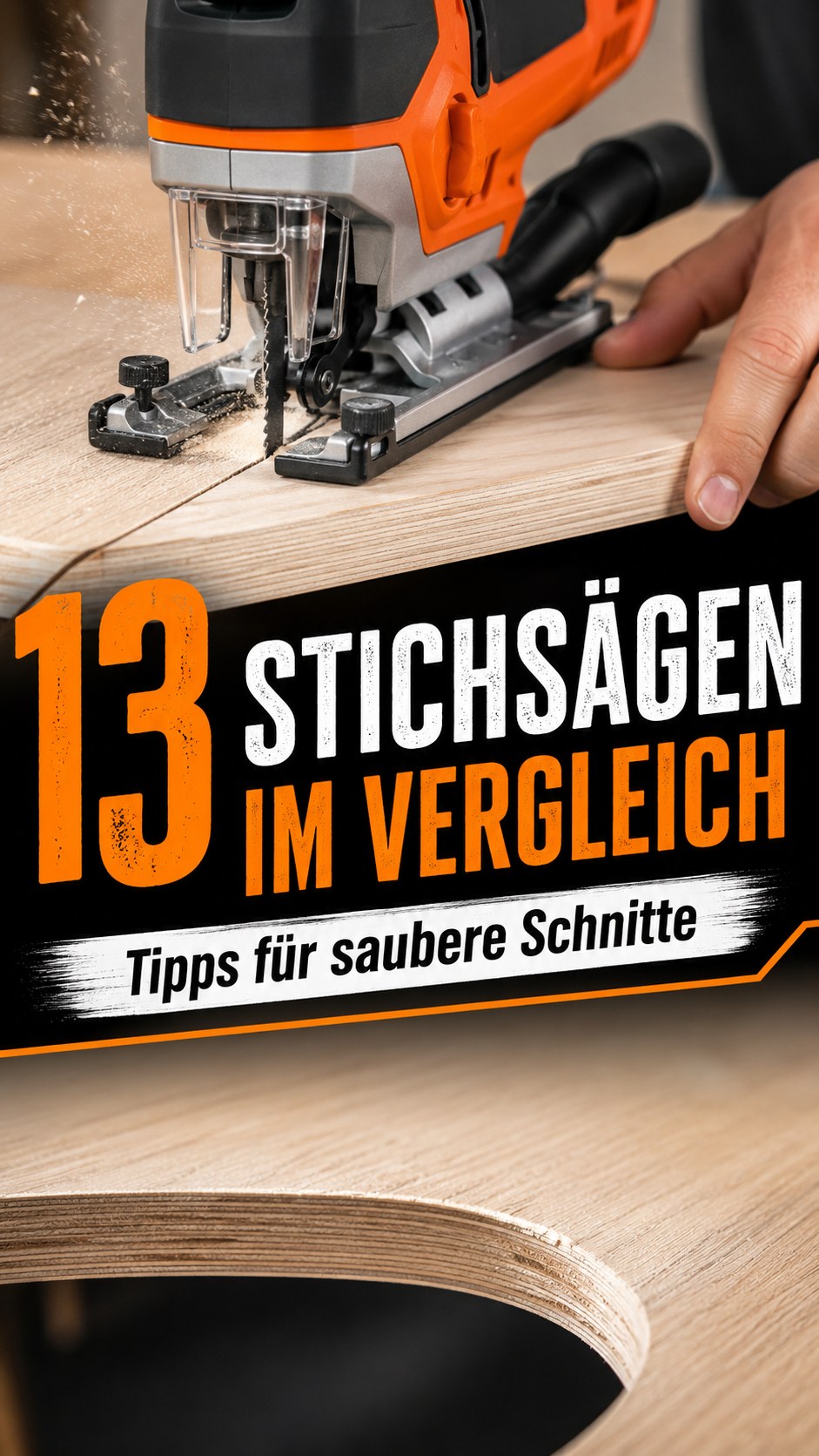 Stichsäge beim sauberen Bogenschnitt in Multiplex mit feinem Sägeblatt