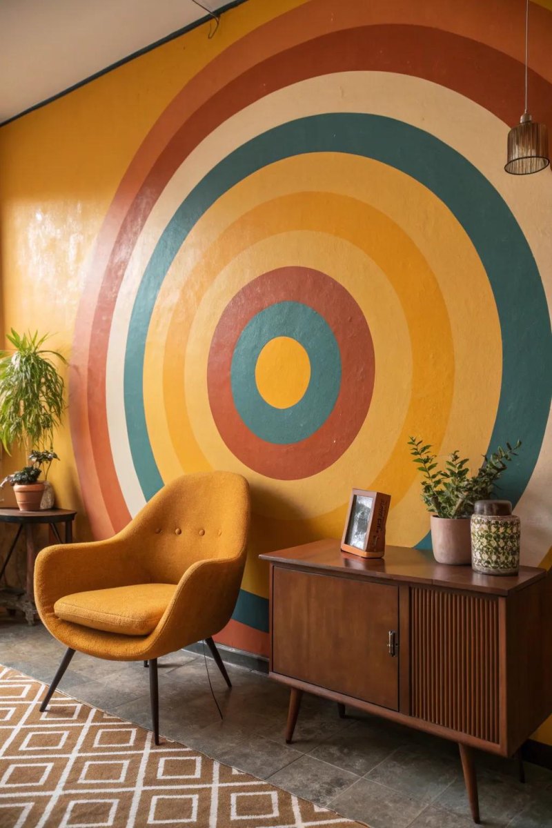 Retro Wand mit Vintage Farben