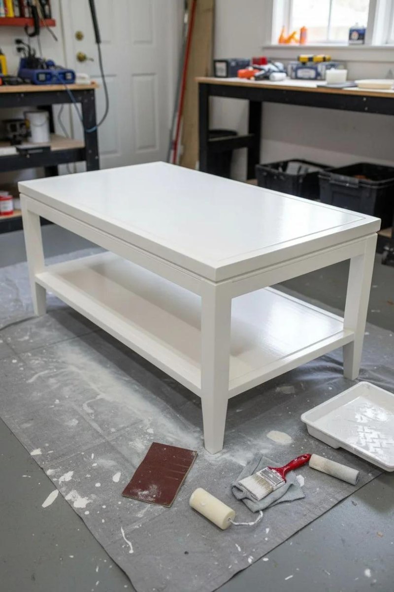 Weiß lackierter Holz Couchtisch